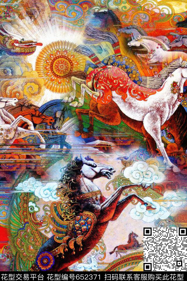 民族风马祥云数码印花华亿平台下载（图片编号: 652371） - 瓦栏（Walan）