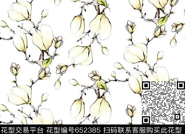 桃花小碎花大花数码印花华亿平台下载（图片编号: 652385） - 瓦栏（Walan）