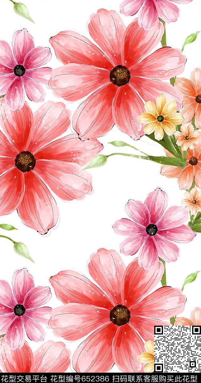 荷花小碎花大花数码印花华亿平台下载（图片编号: 652386） - 瓦栏（Walan）