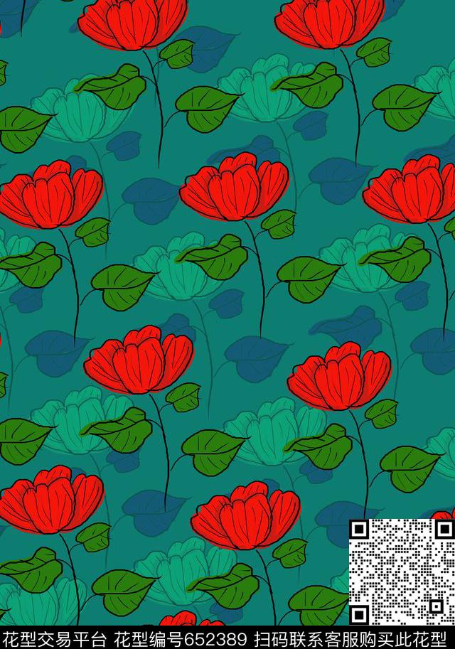 花卉手绘花卉传统印花华亿平台下载（图片编号: 652389） - 瓦栏（Walan）