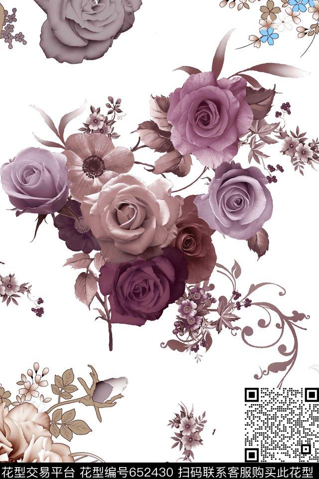 乱花花朵花卉数码印花华亿平台下载（图片编号: 652430） - 瓦栏（Walan）