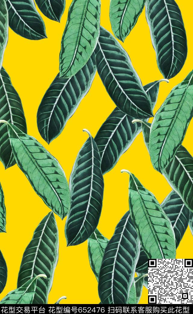 热带植物树叶数码印花数码印花华亿平台下载（图片编号: 652476） - 瓦栏（Walan）