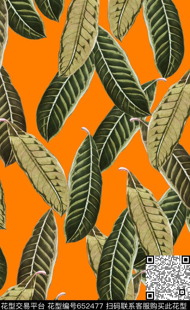 热带植物树叶数码印花数码印花华亿平台下载（图片编号: 652477） - 瓦栏（Walan）