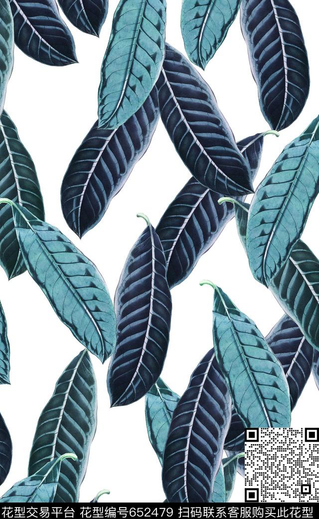 热带植物树叶数码印花数码印花华亿平台下载（图片编号: 652479） - 瓦栏（Walan）