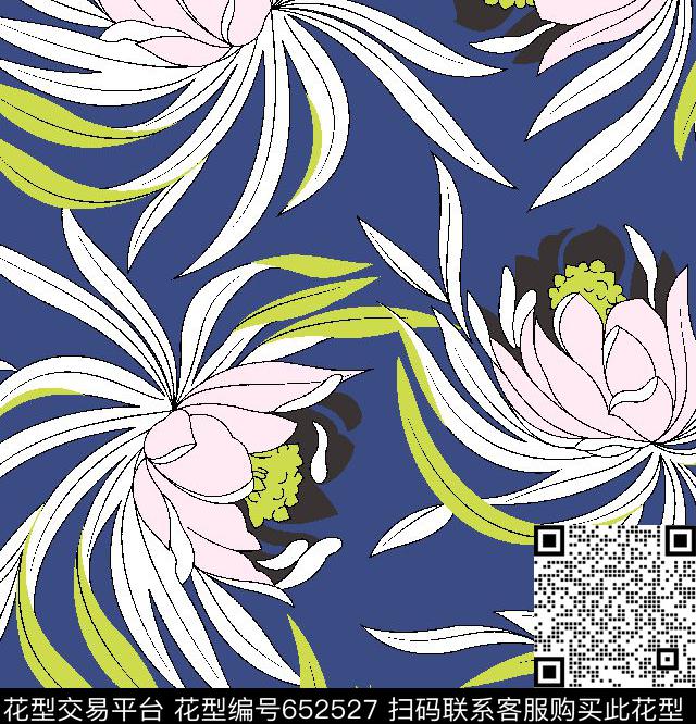 牡丹花卉大花传统印花华亿平台下载（图片编号: 652527） - 瓦栏（Walan）