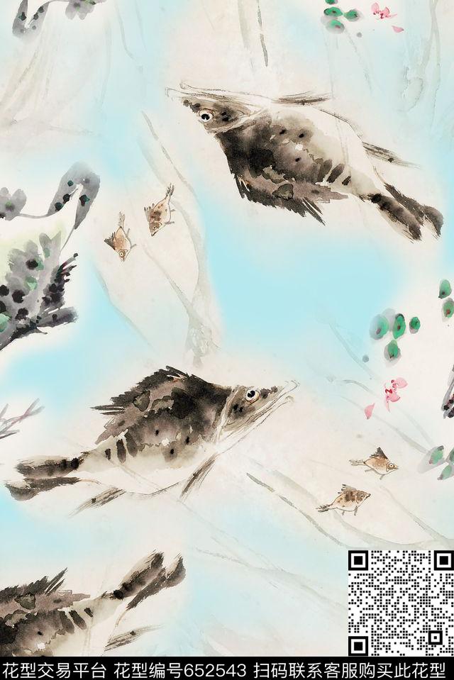 中国风高端风写意画民族风数码印花华亿平台下载（图片编号: 652543） - 瓦栏（Walan）