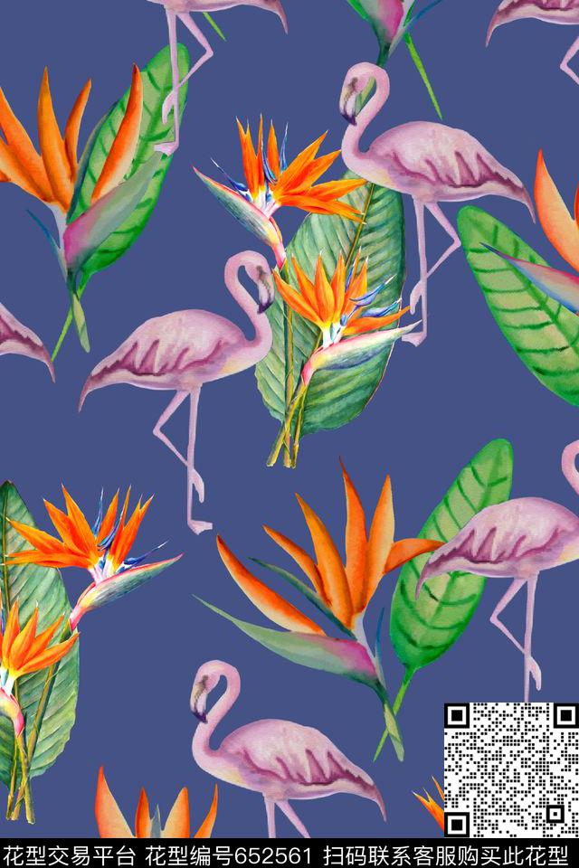 女装天堂鸟花热带数码印花华亿平台下载（图片编号: 652561） - 瓦栏（Walan）