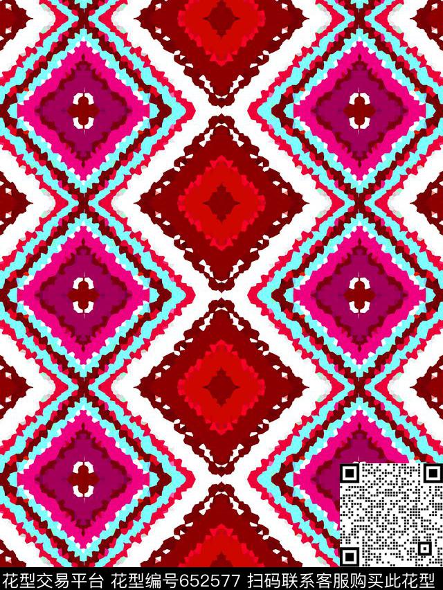多彩、民族花纹、几何传统印花华亿平台下载（图片编号: 652577） - 瓦栏（Walan）