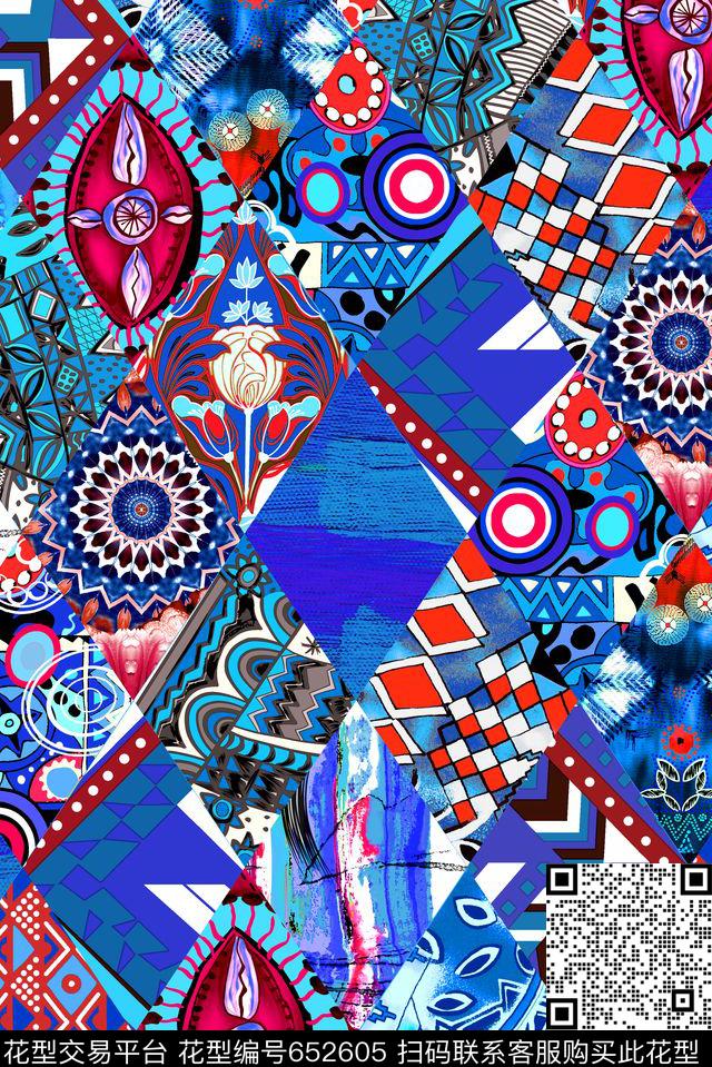珠宝几何民族数码印花华亿平台下载（图片编号: 652605） - 瓦栏（Walan）