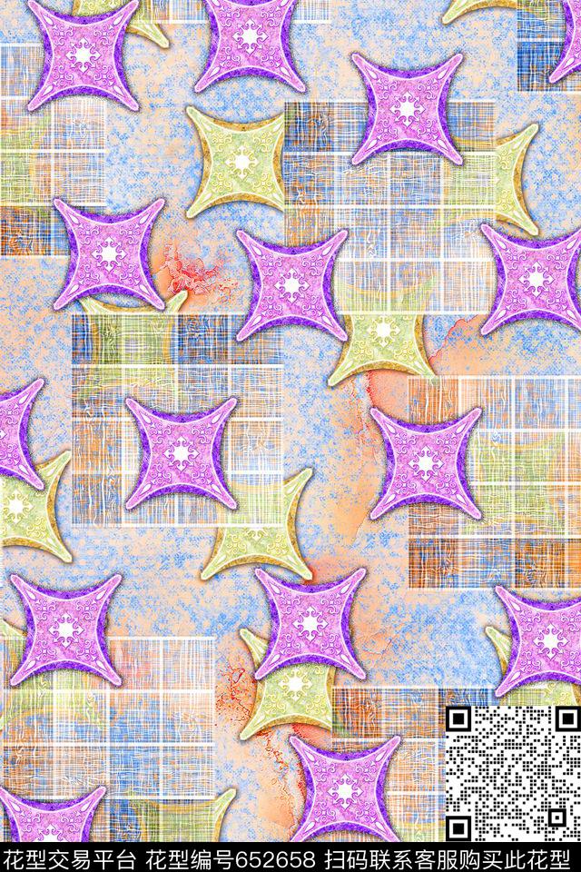 女装几何时尚数码印花华亿平台下载（图片编号: 652658） - 瓦栏（Walan）