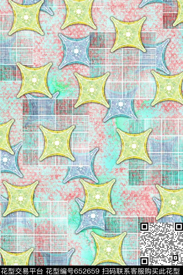 女装几何时尚数码印花华亿平台下载（图片编号: 652659） - 瓦栏（Walan）