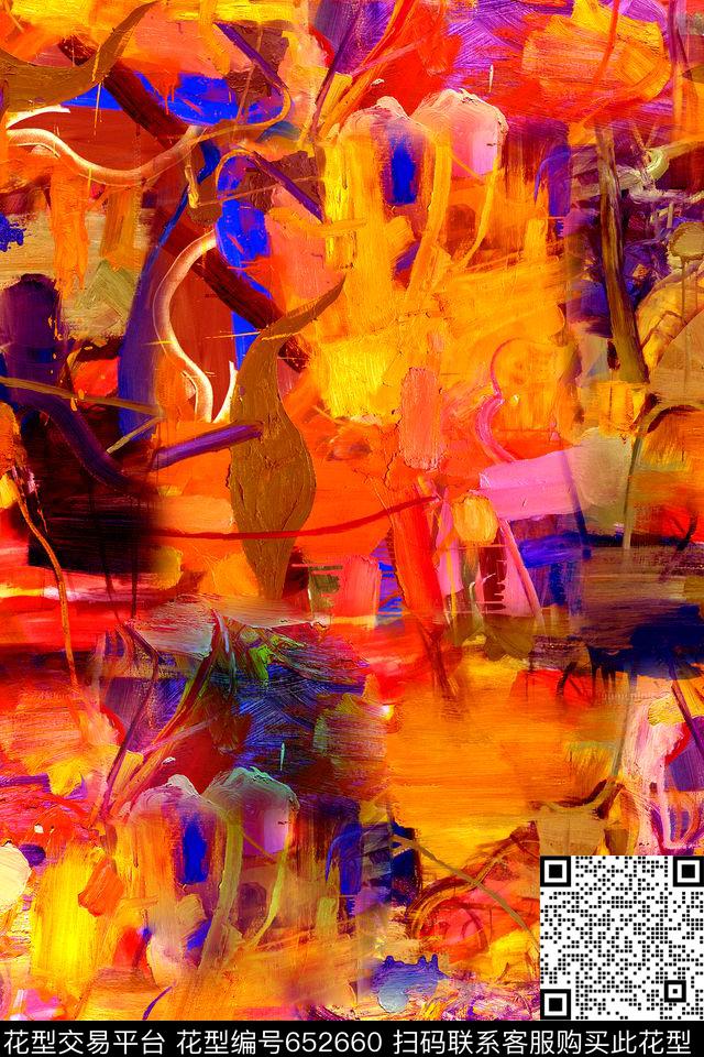 波浪条纹油画条纹手绘条纹数码印花华亿平台下载（图片编号: 652660） - 瓦栏（Walan）