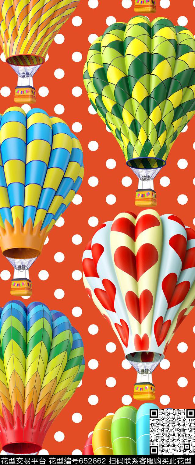 趣味圆点热气球数码印花华亿平台下载（图片编号: 652662） - 瓦栏（Walan）