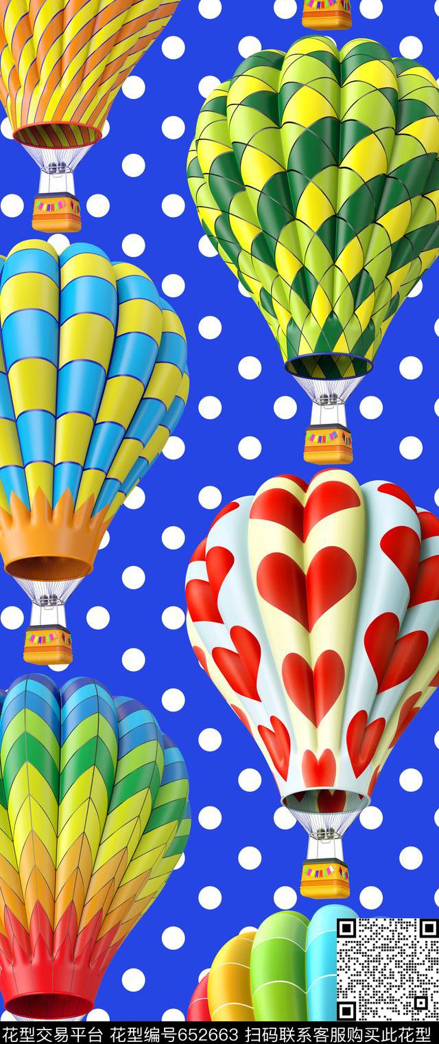 趣味圆点热气球数码印花华亿平台下载（图片编号: 652663） - 瓦栏（Walan）