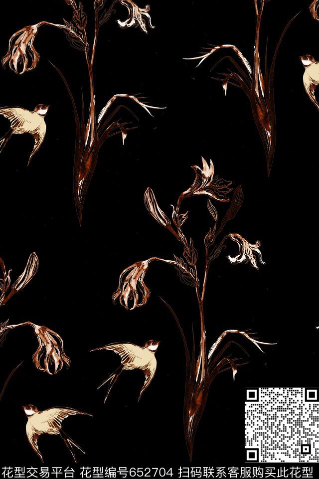 花草枯草鸟数码印花华亿平台下载（图片编号: 652704） - 瓦栏（Walan）
