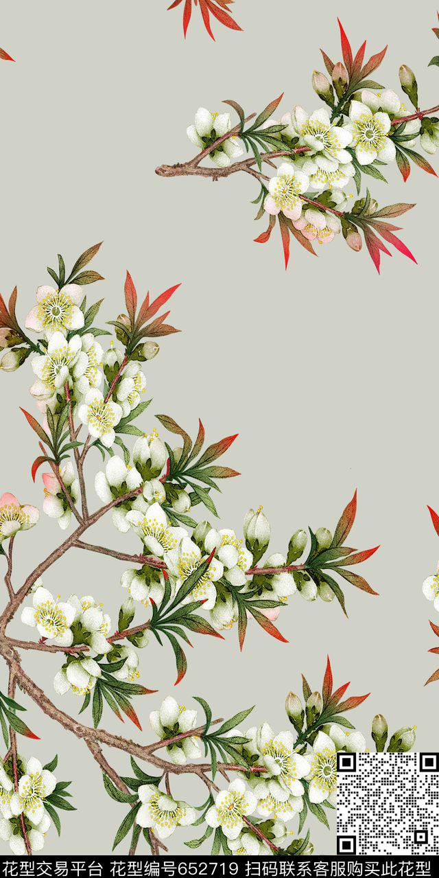 花卉手绘数码印花华亿平台下载（图片编号: 652719） - 瓦栏（Walan）