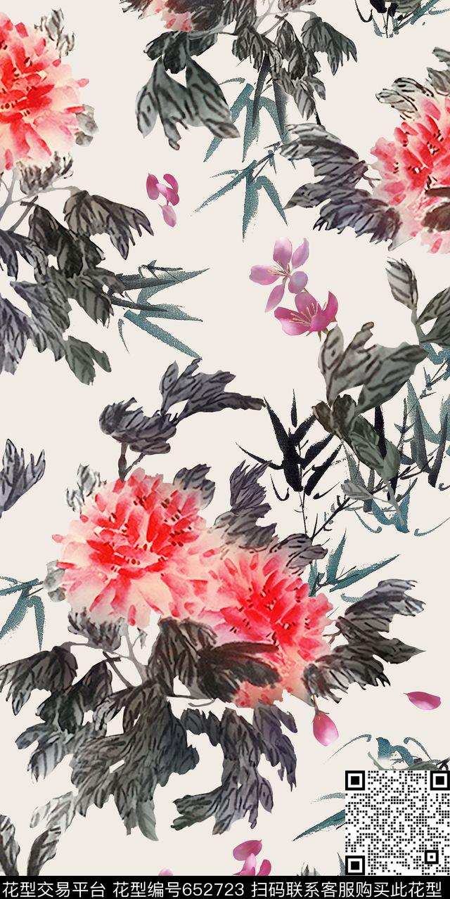 乱花手绘花卉数码印花华亿平台下载（图片编号: 652723） - 瓦栏（Walan）
