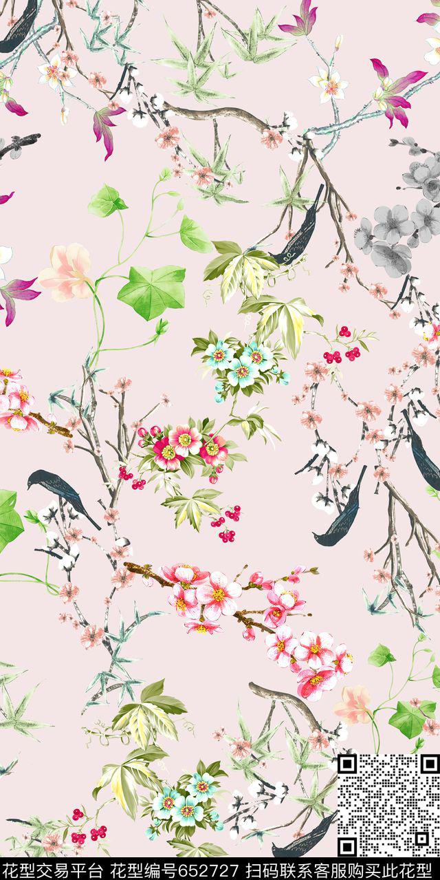 手绘小碎花花卉数码印花华亿平台下载（图片编号: 652727） - 瓦栏（Walan）