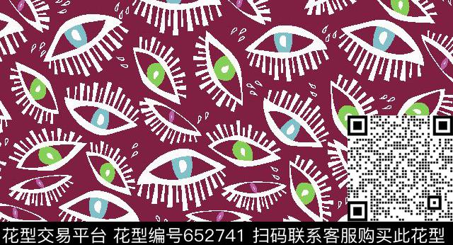 眼睛酒红睫毛传统印花华亿平台下载（图片编号: 652741） - 瓦栏（Walan）