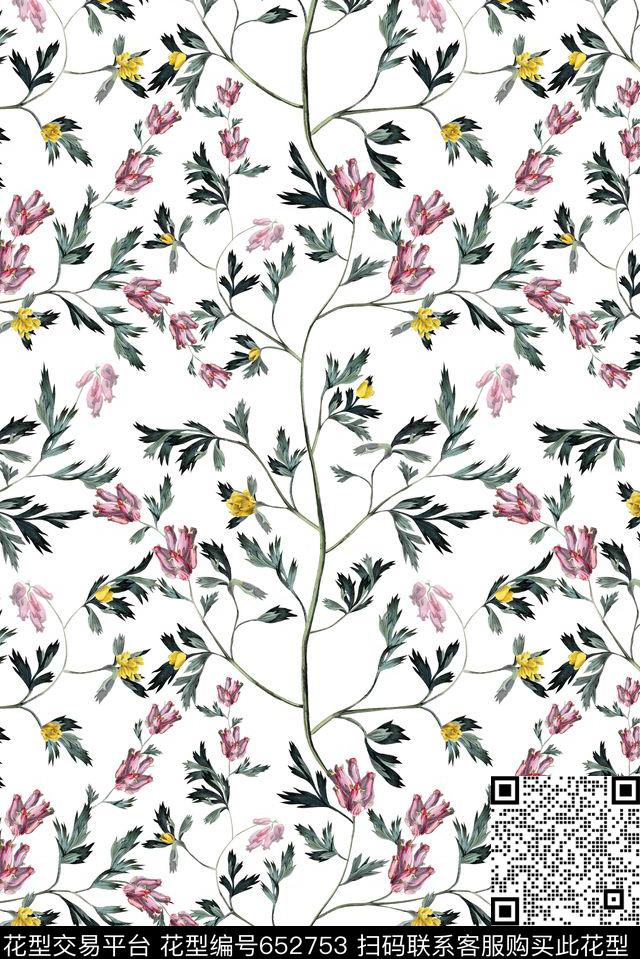乱花手绘花卉数码印花华亿平台下载（图片编号: 652753） - 瓦栏（Walan）