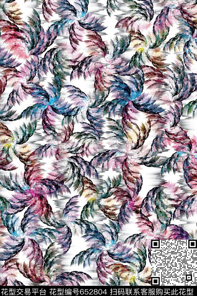 抽象羽毛流水纹秋冬系列数码印花华亿平台下载（图片编号: 652804） - 瓦栏（Walan）