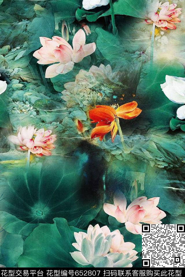 中国风大气中国风花卉数码印花华亿平台下载（图片编号: 652807） - 瓦栏（Walan）