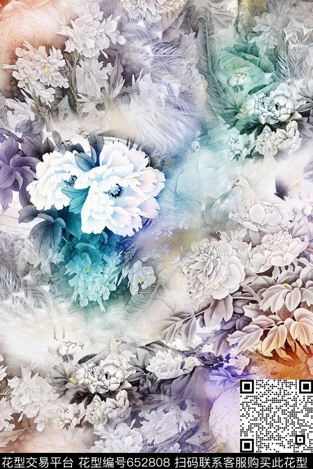 花鸟中国风民族风数码印花华亿平台下载（图片编号: 652808） - 瓦栏（Walan）