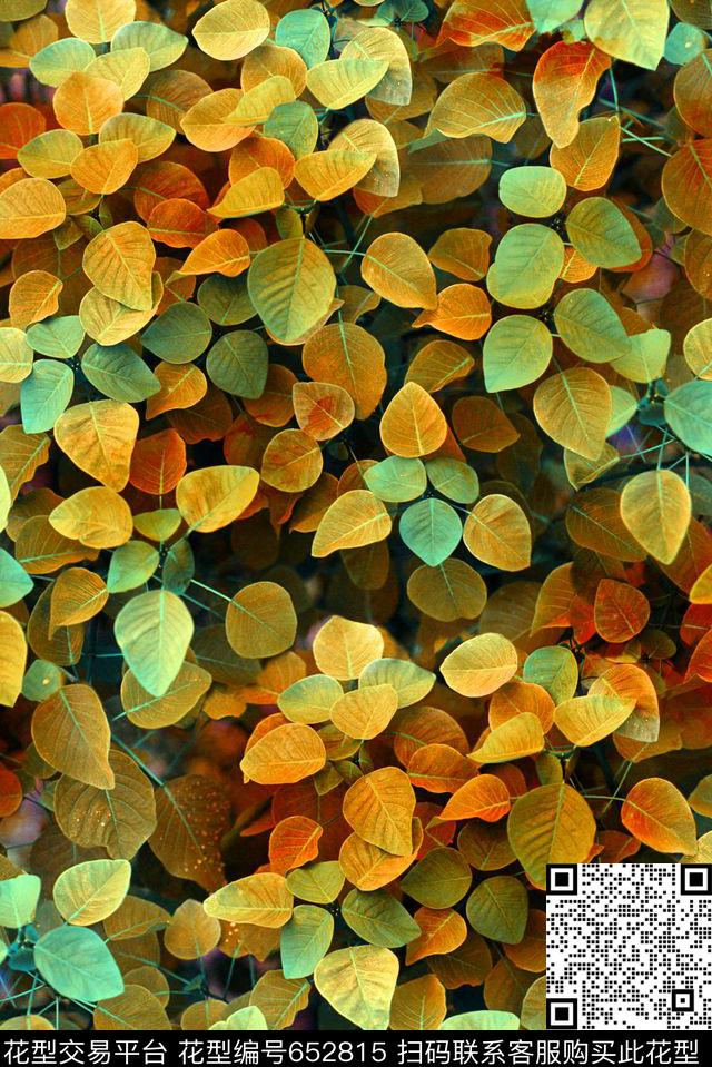 叶子简欧藤蔓数码印花华亿平台下载（图片编号: 652815） - 瓦栏（Walan）