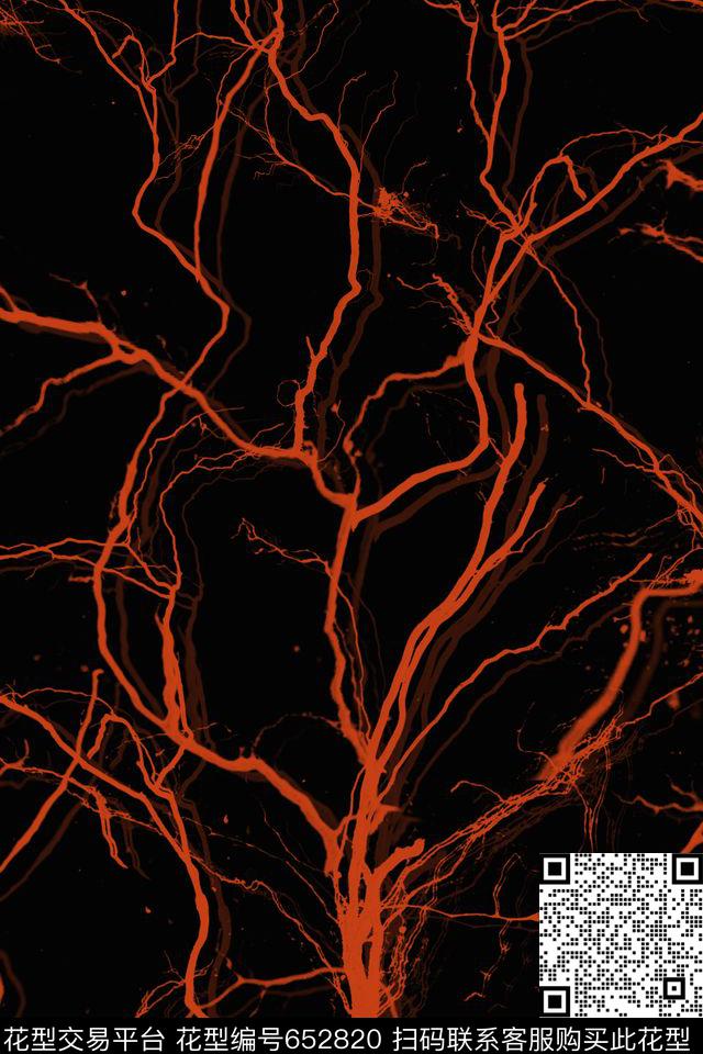 潮流时尚抽象不规则根须纹数码印花华亿平台下载（图片编号: 652820） - 瓦栏（Walan）