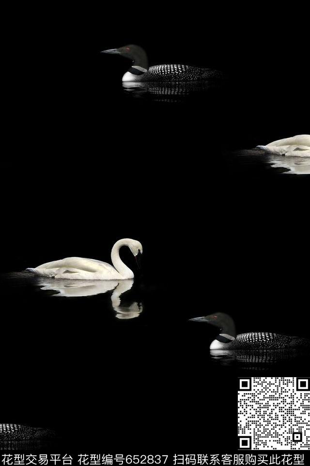 天鹅鸳鸯趣味数码印花华亿平台下载（图片编号: 652837） - 瓦栏（Walan）
