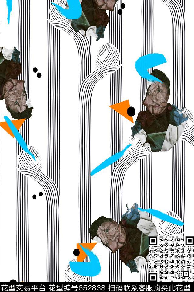 流行时尚条子趣味数码印花华亿平台下载（图片编号: 652838） - 瓦栏（Walan）