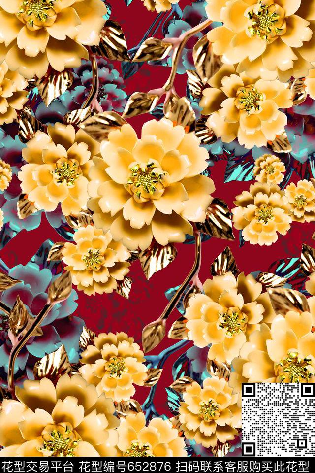 女装。花卉时尚数码印花华亿平台下载（图片编号: 652876） - 瓦栏（Walan）