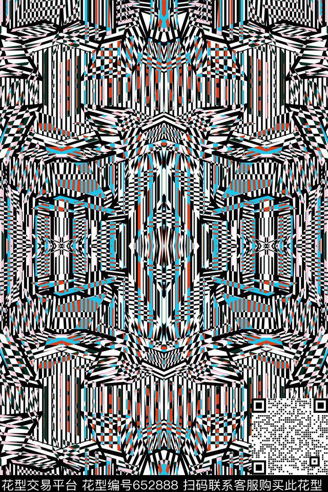 小方块方格乱花传统印花华亿平台下载（图片编号: 652888） - 瓦栏（Walan）