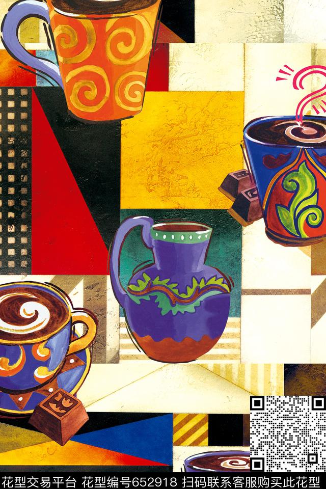 布艺家纺几何图案趣味数码印花华亿平台下载（图片编号: 652918） - 瓦栏（Walan）