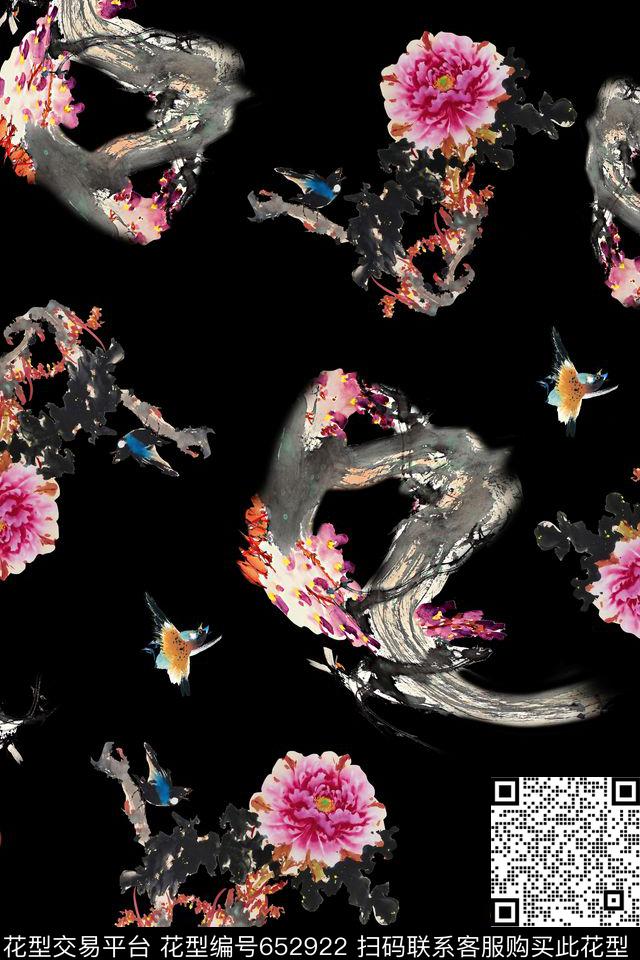 花卉水彩丝绸数码印花华亿平台下载（图片编号: 652922） - 瓦栏（Walan）