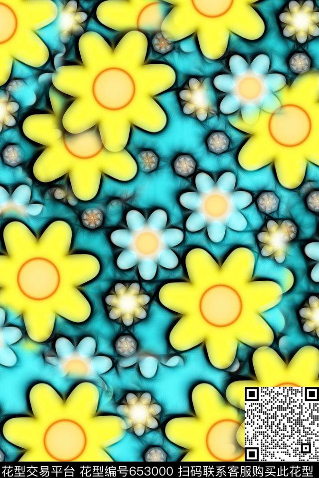 花朵花卉数码印花华亿平台下载（图片编号: 653000） - 瓦栏（Walan）