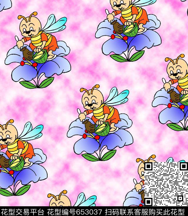 勤劳的小蜜蜂数码印花华亿平台下载（图片编号: 653037） - 瓦栏（Walan）