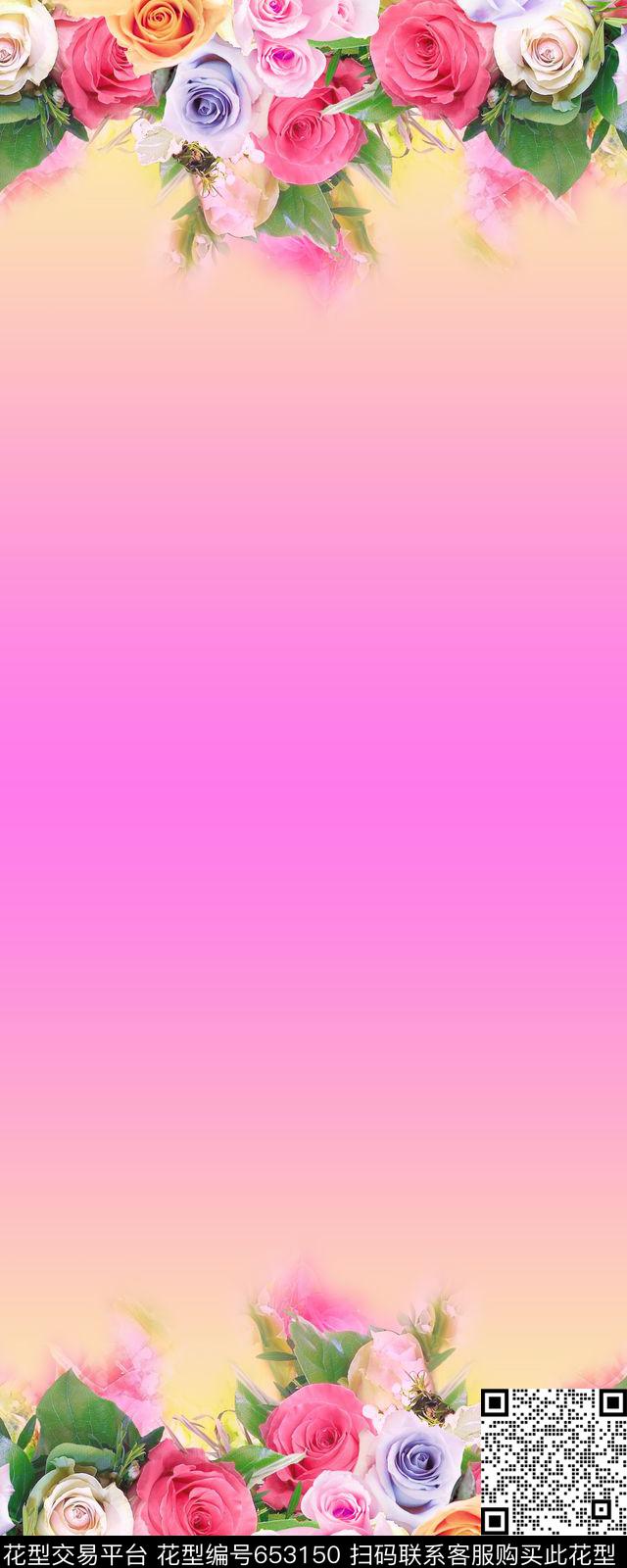 玫瑰花朵花卉数码印花华亿平台下载（图片编号: 653150） - 瓦栏（Walan）