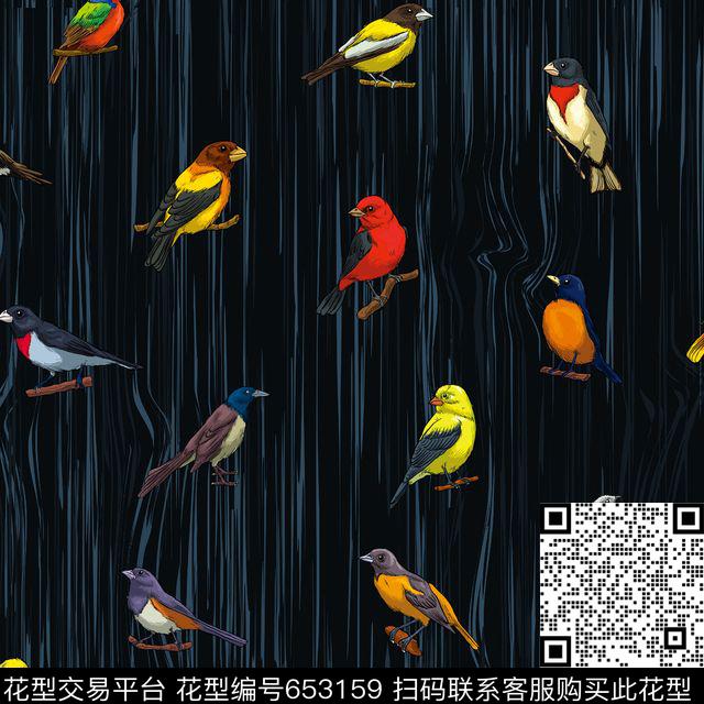 清爽花卉鸟潮流男装数码印花华亿平台下载（图片编号: 653159） - 瓦栏（Walan）