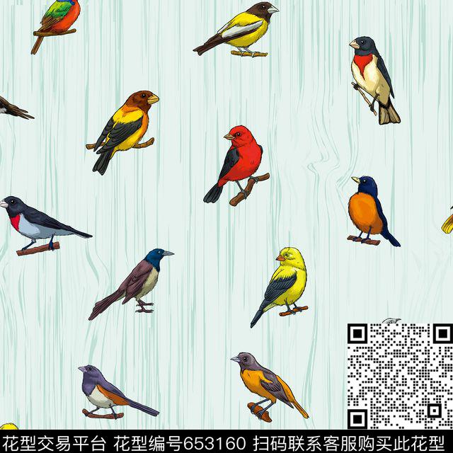 清爽花卉鸟潮流男装数码印花华亿平台下载（图片编号: 653160） - 瓦栏（Walan）