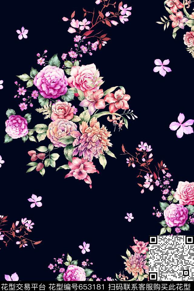 手绘画小花数码印花华亿平台下载（图片编号: 653181） - 瓦栏（Walan）