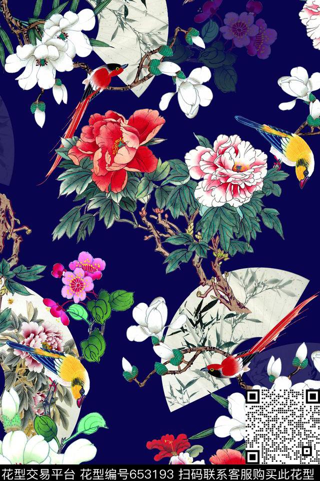 民族风中国风工笔画数码印花华亿平台下载（图片编号: 653193） - 瓦栏（Walan）