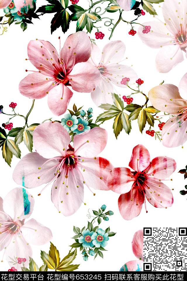 桃花碎花花卉数码印花华亿平台下载（图片编号: 653245） - 瓦栏（Walan）