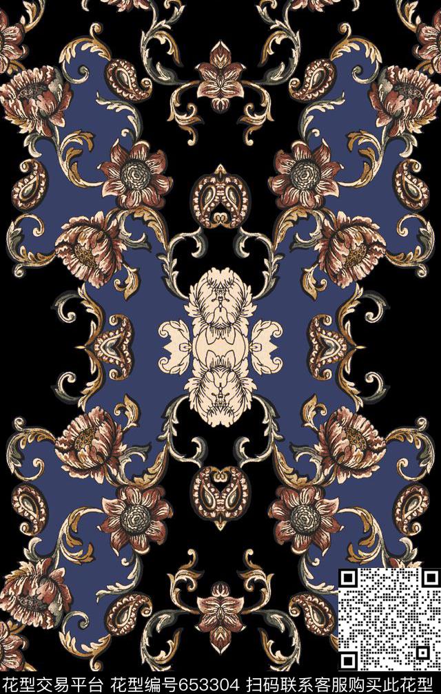 黑底时尚金属数码印花华亿平台下载（图片编号: 653304） - 瓦栏（Walan）