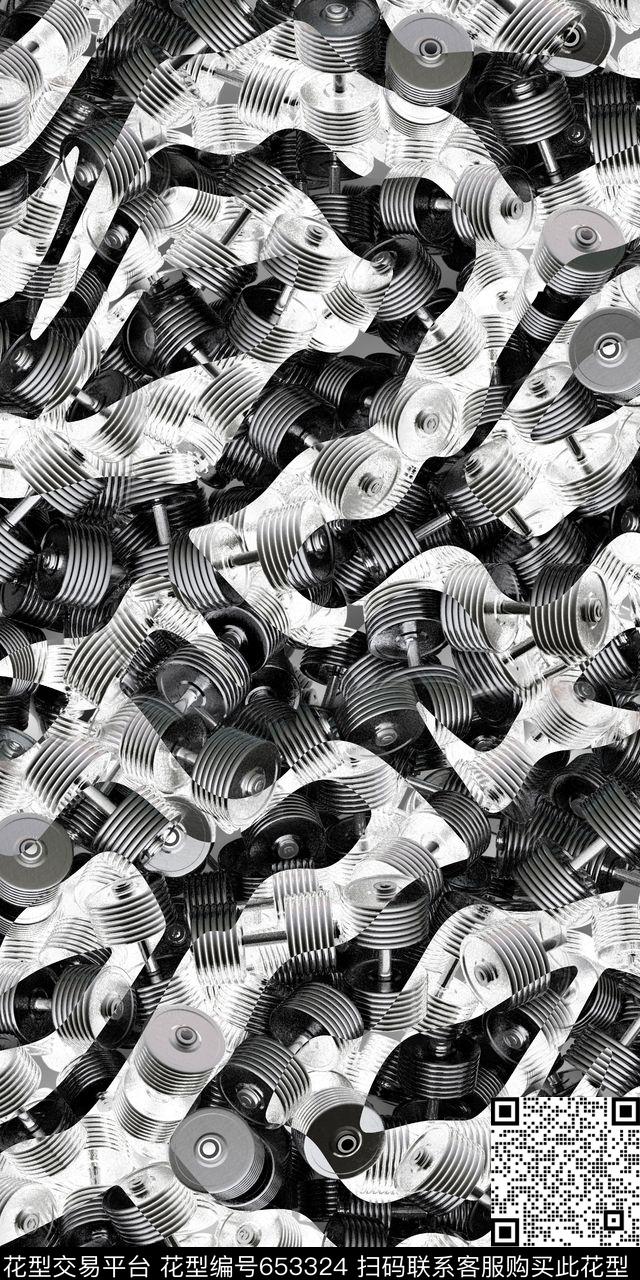 斑马纹哑铃时尚男装数码印花华亿平台下载（图片编号: 653324） - 瓦栏（Walan）