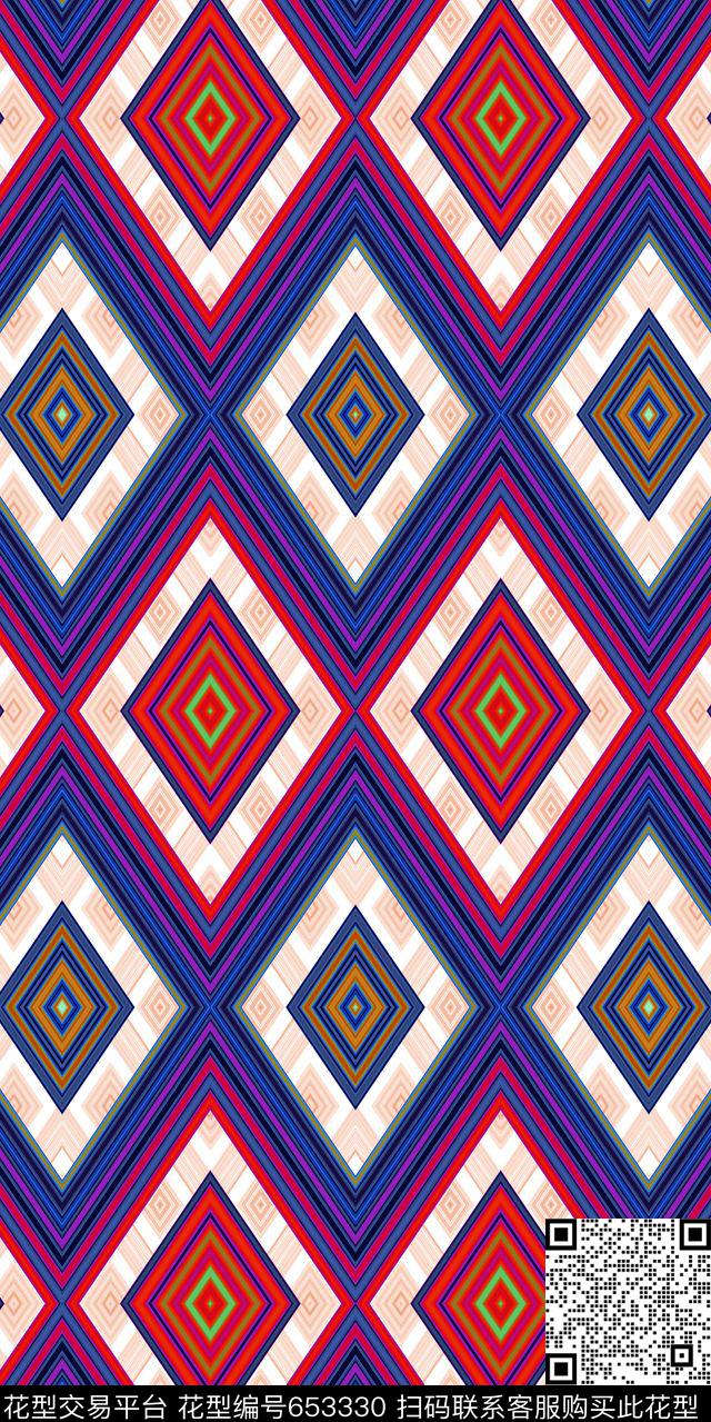 女装民族风几何数码印花华亿平台下载（图片编号: 653330） - 瓦栏（Walan）