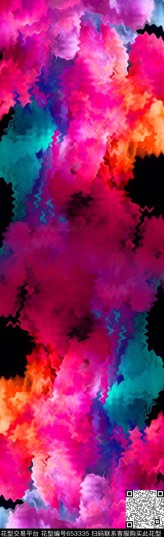 笔刷泼墨油墨数码印花华亿平台下载（图片编号: 653335） - 瓦栏（Walan）