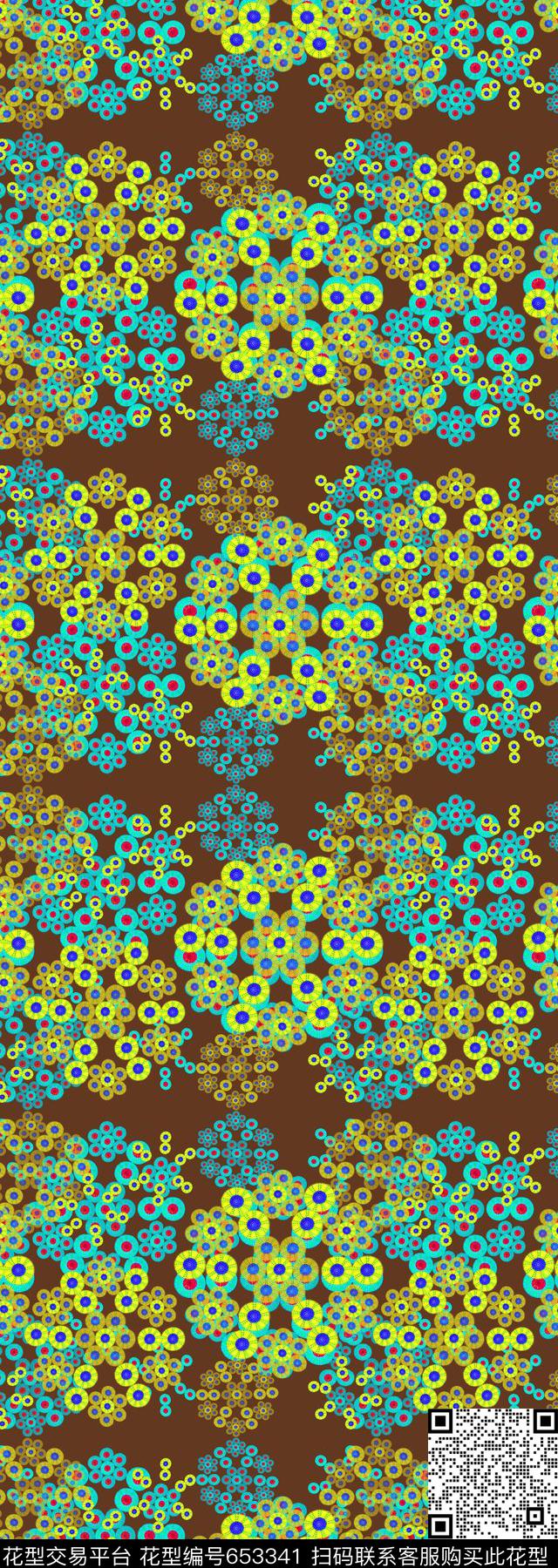 圆圈组合丝巾围巾秀场多色数码印花华亿平台下载（图片编号: 653341） - 瓦栏（Walan）
