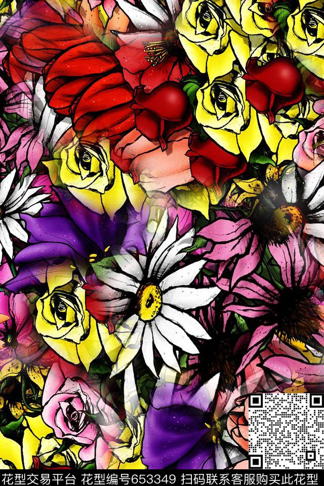 热带花卉百花数码印花华亿平台下载（图片编号: 653349） - 瓦栏（Walan）