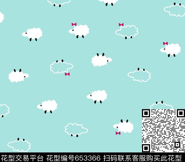 婴童卡通小绵羊图案传统印花华亿平台下载（图片编号: 653366） - 瓦栏（Walan）